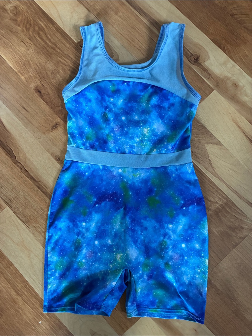 More Than Magic Blue Galaxy Leotard - Girls Size M (7/8)